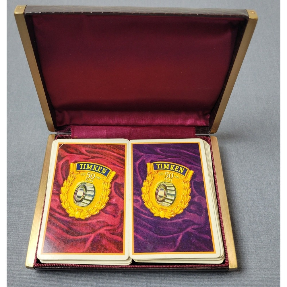 Vintage Timken Bearing 50th Anniversary Playing Cards 1949 Double Deck Case Set